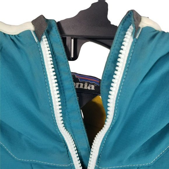 Patagonia Womens M Medium Teal Nano Air Hoody Jacket Coat Yellow Lining Quilted - Picture 2 of 12
